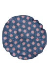 Edward Armah Medallion & Feather Reversible Silk Pocket Square Circle In Denim