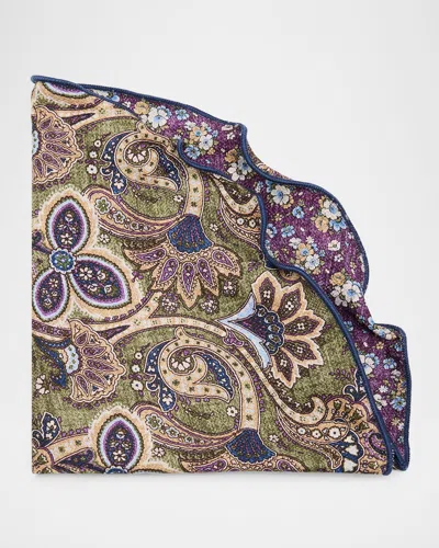 Edward Armah Men's Reversible Floral To Paisley Silk Pocket Circle In Multi