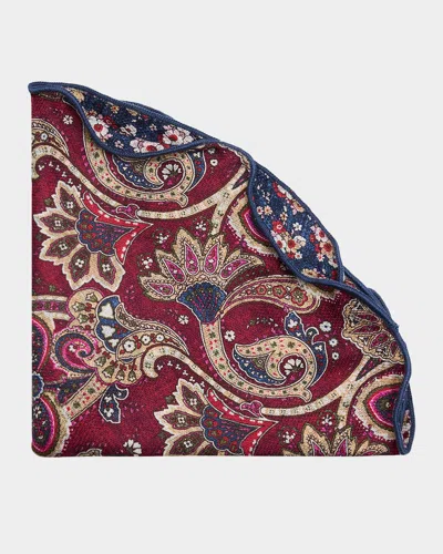 Edward Armah Men's Reversible Floral To Paisley Silk Pocket Circle In Red