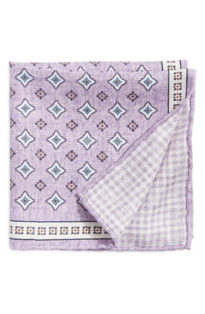 Edward Armah Neat & Check Prints Reversible Silk Pocket Square In Pink