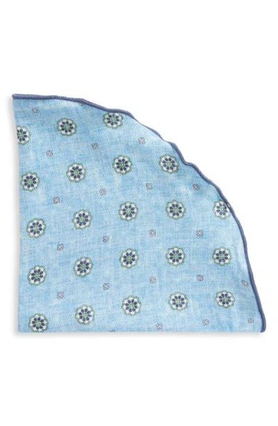 Edward Armah Neat & Floral Print Reversible Silk Pocket Circle In Blue