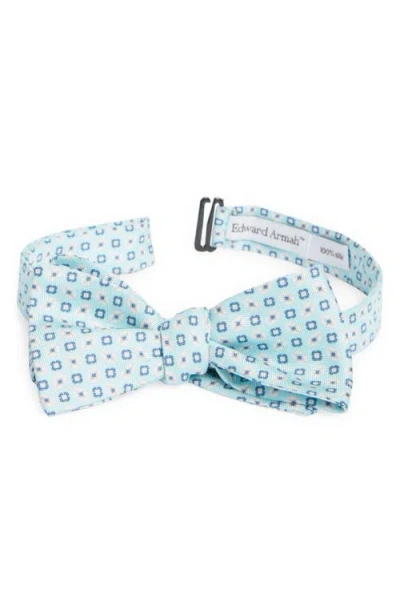 Edward Armah Neat Floral Silk Bow Tie In Aqua