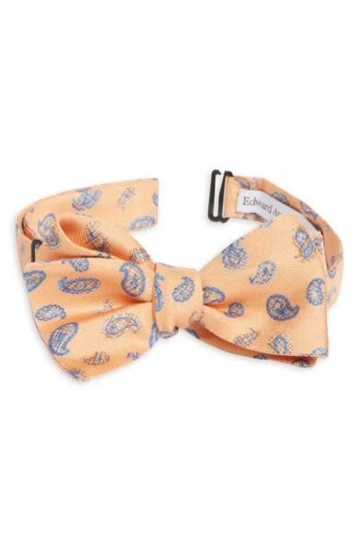 Edward Armah Neat Paisley Silk Bow Tie In Orange