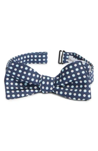 Edward Armah Neat Polka Dot Silk Bow Tie In Navy