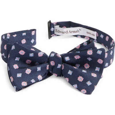 Edward Armah Neat Silk Bow Tie In Navy