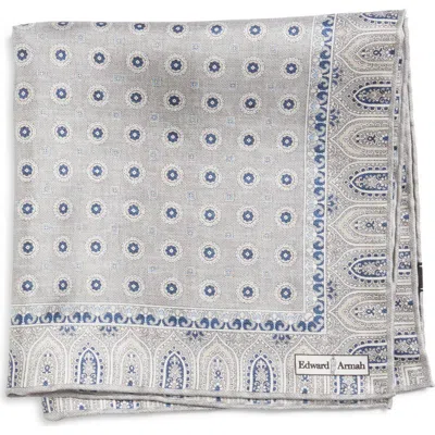 Edward Armah Neat Silk Pocket Square In Gray