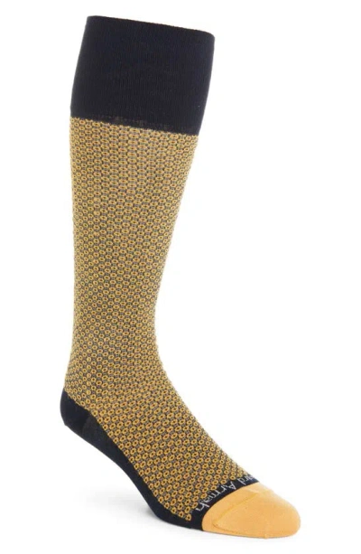 Edward Armah Neat Tall Compression Dress Socks In Yellow
