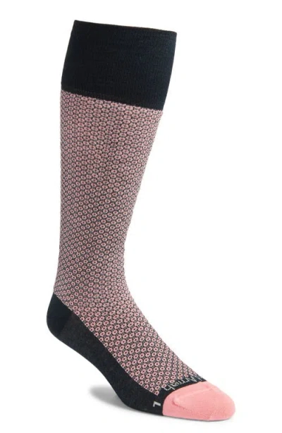Edward Armah Neat Tall Compression Dress Socks In Navy/pink