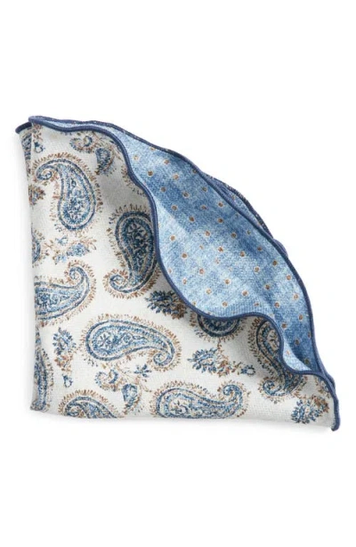 Edward Armah Paisley & Dot Reversible Silk Pocket Circle In Beige