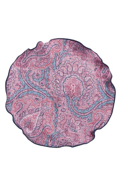 Edward Armah Paisley & Dot Reversible Silk Pocket Circle In Magenta