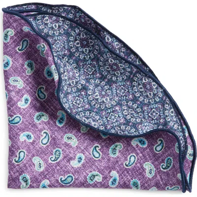 Edward Armah Paisley & Medallion Reversible Silk Pocket Circle In Purple