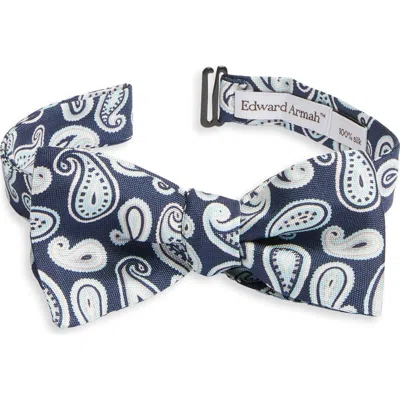 Edward Armah Paisley Silk Bow Tie In Navy