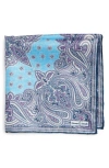 Edward Armah Persian Print Silk Pocket Square In Sky