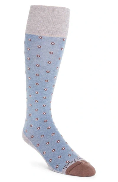 Edward Armah Shadowed Dot Tall Compression Dress Socks In Gray