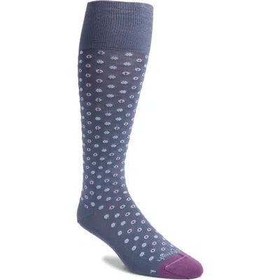 Edward Armah Two Dots Tall Dress Socks In Blue