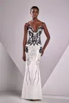 EDWARD ARSOUNI CREPE AND HANDMADE EMBROIDERY GOWN