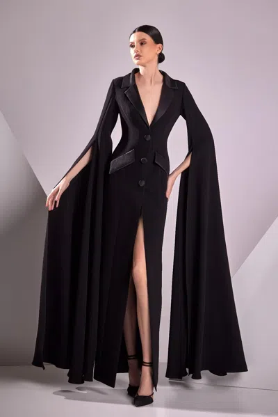 Edward Arsouni Crepe Cady And Satin Duchesse Gown In Black