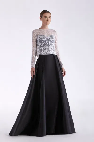 Edward Arsouni Embroidered Bolero And Satin Gown In Black