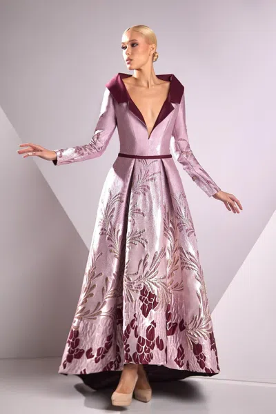 Edward Arsouni Jacquard Gown In Purple