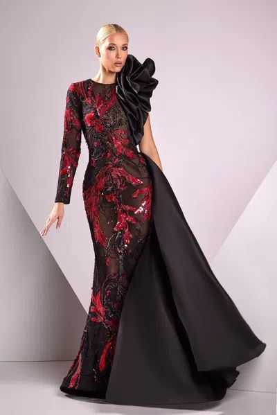 Edward Arsouni Lace And Organza Gown In Pattern