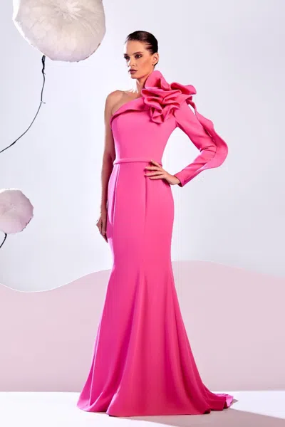 Edward Arsouni One Sleeve Gown In Pink