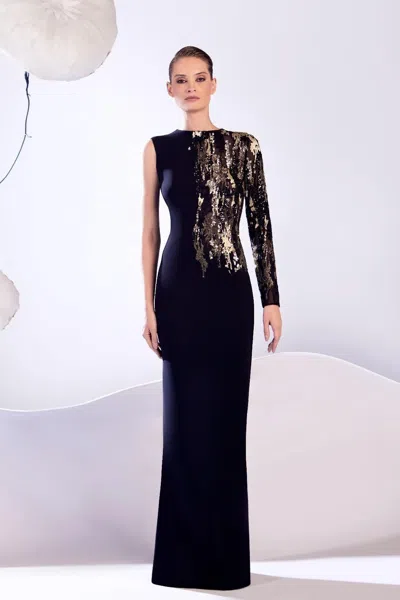 Edward Arsouni Single Long Sleeve Dress In Multi