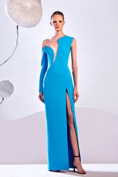 Edward Arsouni Single Sleeve Asymmetric Dress In Multi