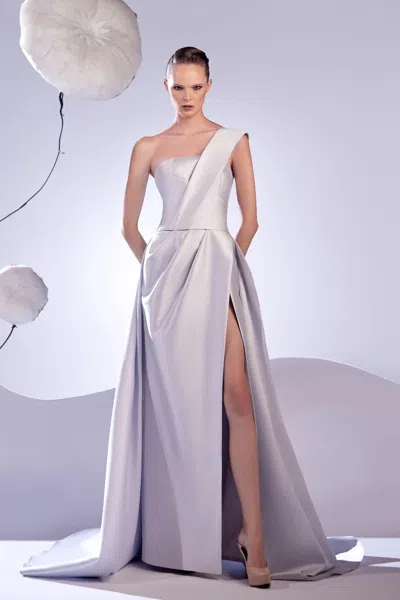 Edward Arsouni Sleeveless One-shoulder Gown In Multi
