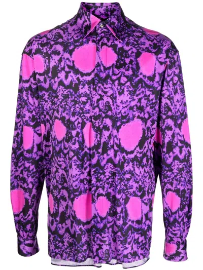 Edward Crutchley 抽象图案长袖衬衫 In Purple