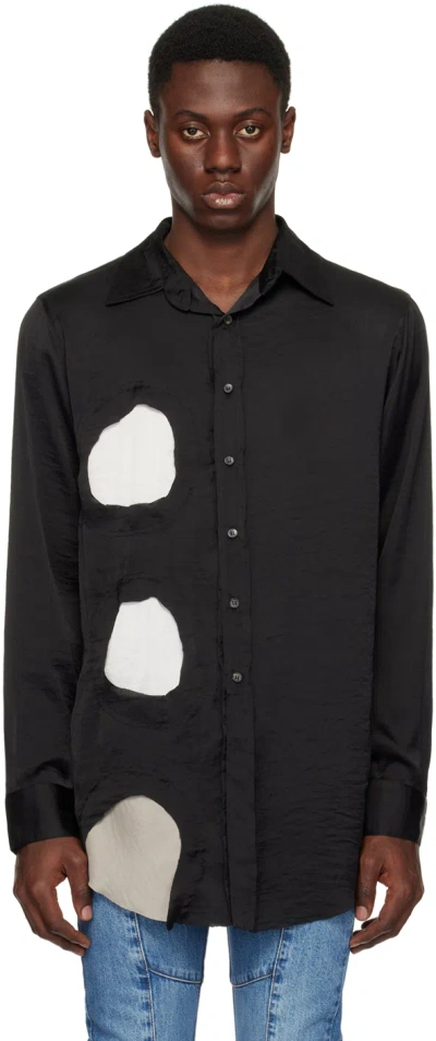 Edward Cuming Black Cutout Shirt In Black/ White/ Green