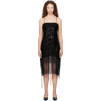 Edward Cuming Black Dripping Collage Midi Dress