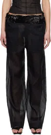 Edward Cuming Black Patch Work Elasticated Trousers In Black/black