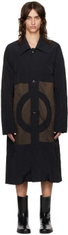 Edward Cuming Panelled Coat In Black/khaki Grey