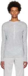 Edward Cuming Striped Henley In Beige
