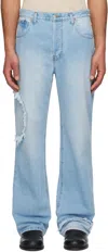 Edward Cuming Blue Circle Window Jeans In Light Blue Wash