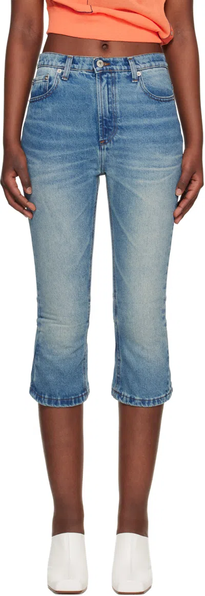Edward Cuming Blue Knee Jerk Capri Denim Shorts