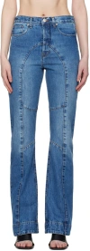 Edward Cuming Blue Paneled Jeans In Blue