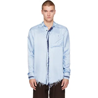 Edward Cuming Blue Simple Scratch Shirt In Cornflower Blue-navy