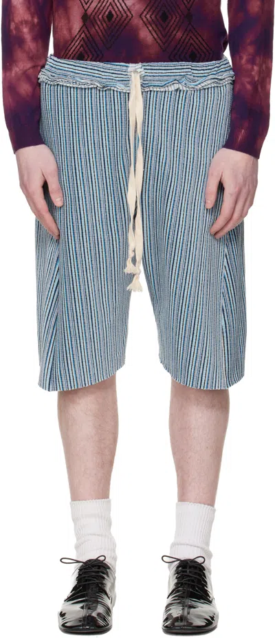 Edward Cuming Blue Twisted Track Shorts