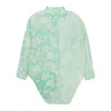 Edward Cuming Blue/white Printed And Bleached Floral Blouse