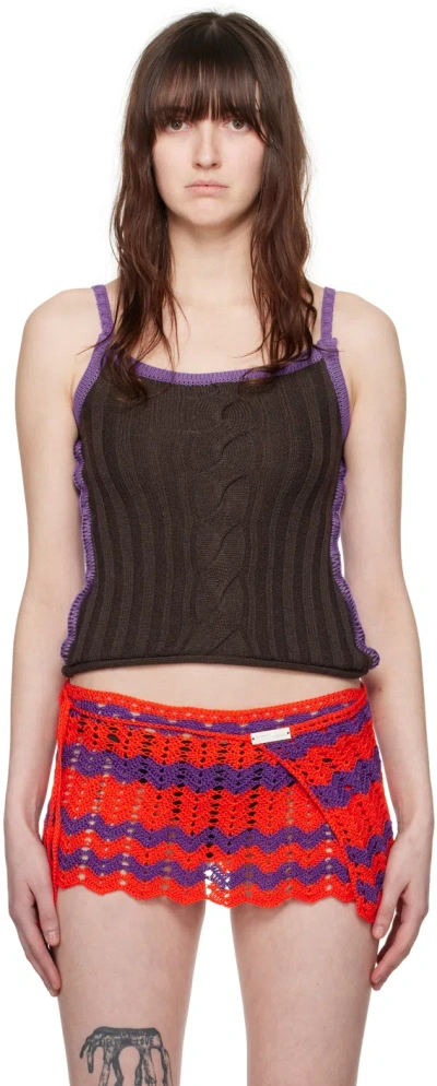 Edward Cuming Brown & Purple Cable Camisole In Brown-purple