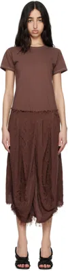 Edward Cuming Brown Droopy Tree Trunk Midi Dress In Washed Brown