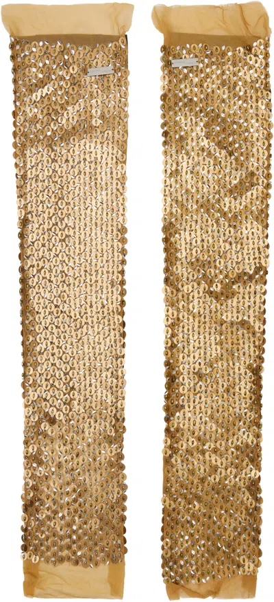 Edward Cuming Brown Hand Embroidered Sequin Leg Warmers In Multi
