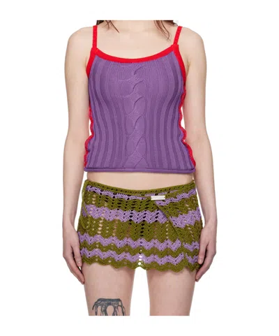 Edward Cuming Cable Knit Tank Top In Purple