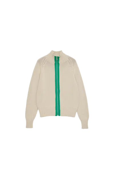 Edward Cuming Chakra Knit Track Jacket Beige