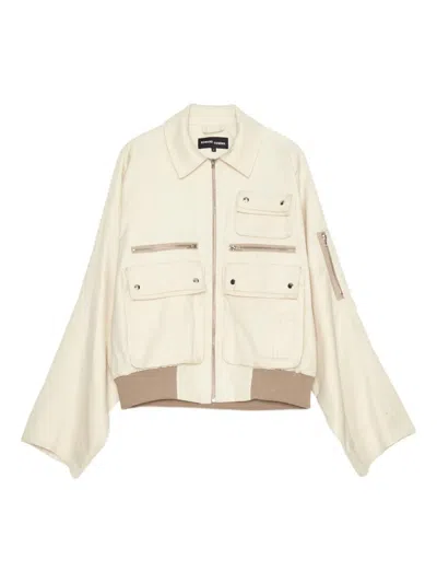 Edward Cuming Cotton Bomber Jacket In White
