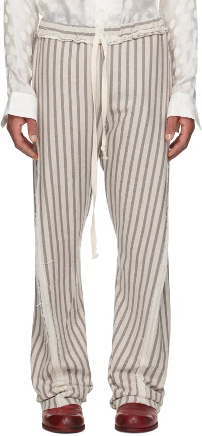 Edward Cuming Gray Stripe Twisted Sweatpants In Grey-light Grey