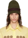 Edward Cuming Green & Burgundy Aaron Knit Beanie In Fw24-k26/k