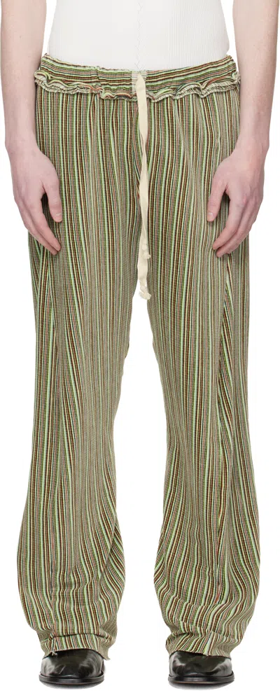 Edward Cuming Green Twisted Track Pants In Multi