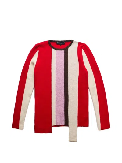 Edward Cuming Intarsia Striped Top In Red